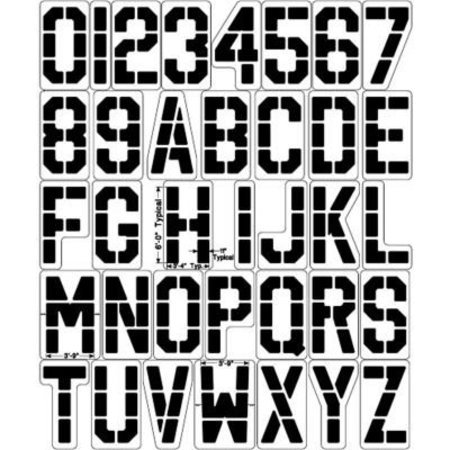 NEWSTRIPE Newstripe 6' Bold Block Letters Stencil, 1/8" Thick, PolyTough, Plastic, White 10001006